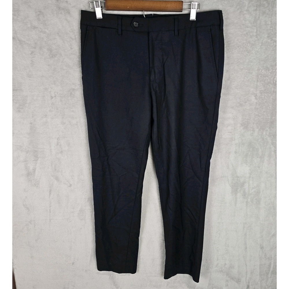 Quince Mens Stretch Wool Dress Pants Black 32x30 LS001 Slim Straight Trousers